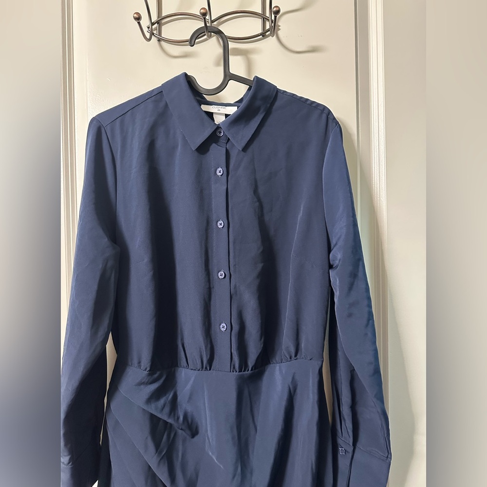 Cushnie Midnight Blue Dress Shirt with wrap skirt-Midi length - size 10
